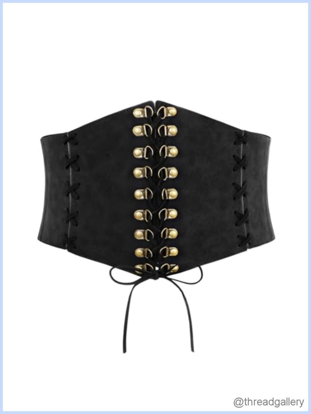 Women's Wide PU Leather Elastic Corset Belt Vintage Lace-Up Waspie Waist Belt